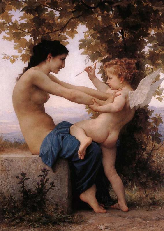 Adolphe William Bouguereau Girl Defending Herself Against Love France oil painting art